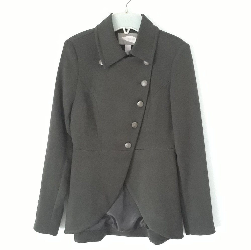 5-Button Contemporary Army Green Coat - Picture 2 of 8